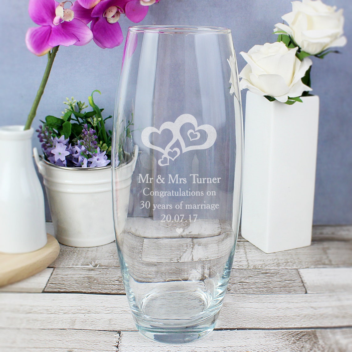 Large Glass Vase Personalized Engraved Bullet Vase with Love Etsy