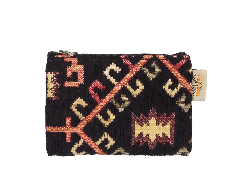 Free Purse Boho Vegan Handbag in Black Geometric Pattern