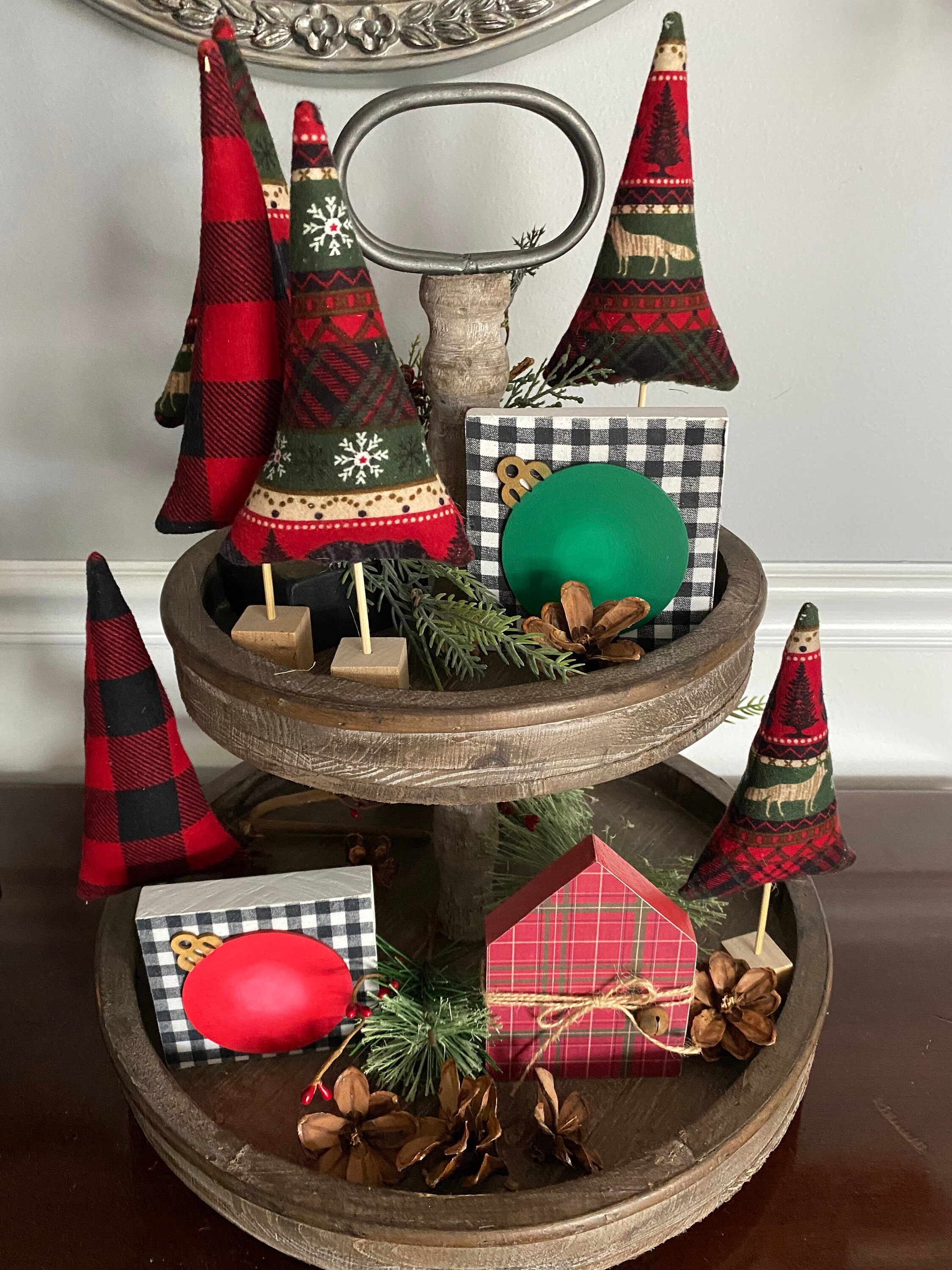 Fabric Christmas trees Christmas/Winter decor buffalo plaid | Etsy