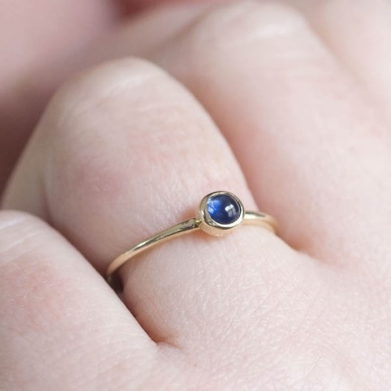promise ring,genuine sapphire ring,women ring,gift for mom,solitaire ring,gift for mother Dainty ring,14K solid yellow gold minimalist ring