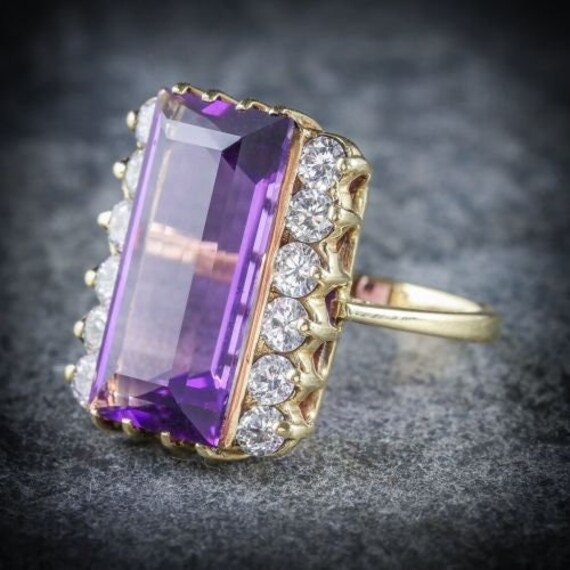 Vintage Amethyst Engagement Rings Amethyst & Diamond Wedding Etsy