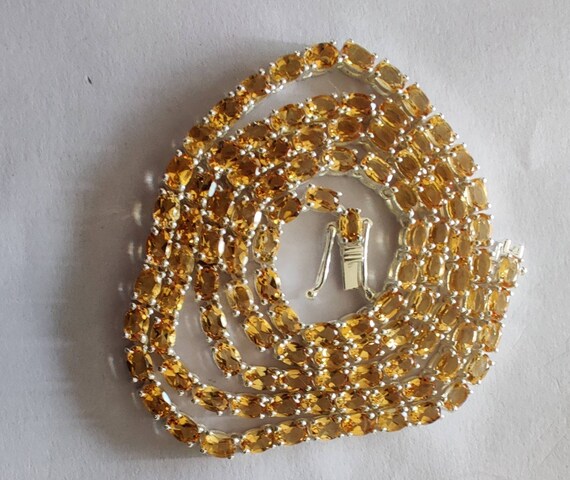 Natural Citrine Necklace 925 Sterling 