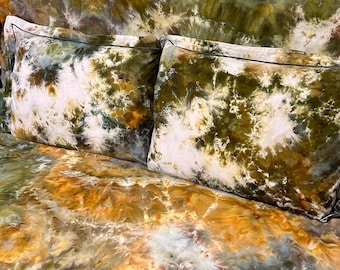 GoldFolk Set - Hand Dyed Sheet Set - Bohemian Tie Dye Bedding - Made To Order