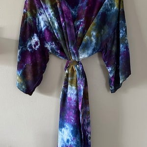 Kimono Mountain Shades - Robe de chambre tie-dye - Fabriqué sur commande - Manches 3/4 - Taille standard et grande - Longueur genou et cheville