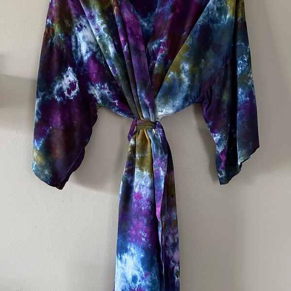 Bone Tie Dye Kimono - Grey & White