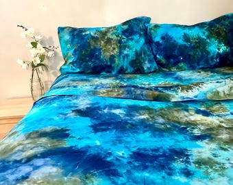 Rainbow Galaxy - Custom Bedding - Tie Dye Bohemian Bedding - Hand Dyed
