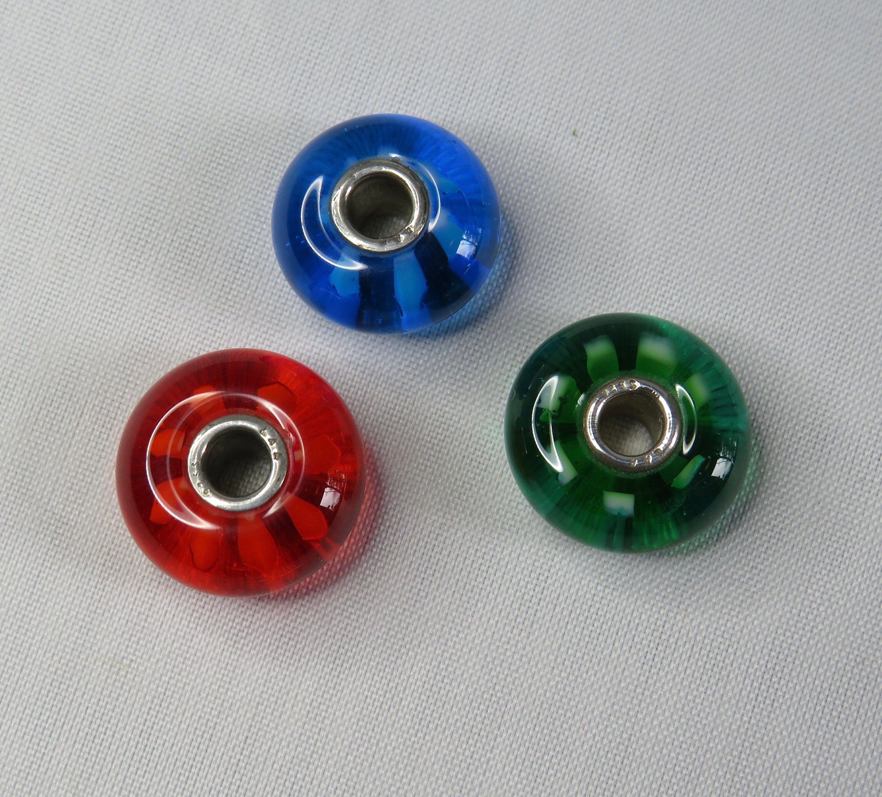 3 Authentic TROLLBEADS 925S LAA Stripe Beads Red Blue Green Etsy