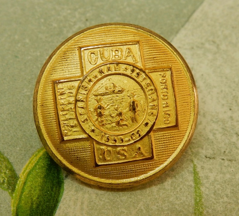 Antique Spanish American War Uniform Button Made in USA