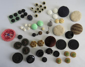 Mixed Lot 61 Vintage FABRIC & BEAD Buttons Destash Lot.   TBU39