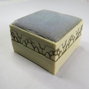 Vintage Celluloid Square Ring Box or Case by MAUTNER, New York w/ Velvet Top.   TBR26