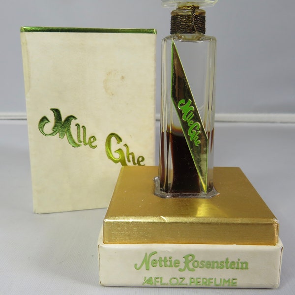 Vintage NETTIE ROSENSTEIN 'Mlle Ghe' French Perfume / Parfum Unopened Bottle in Original Box 1/4 oz.    OCV3