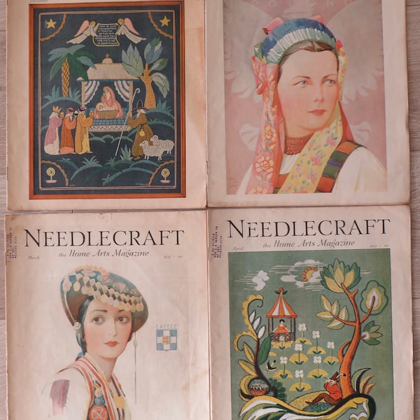 1932 NEEDLECRAFT The Home Arts Magazine.  Four Issues; Stories Fashion Patterns  Crafts Home Decorating     UBP20