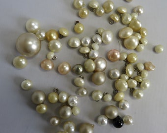 78 Assorted Vintage Pear- Like Ball Button Lot w/ Metal Loop Shanks