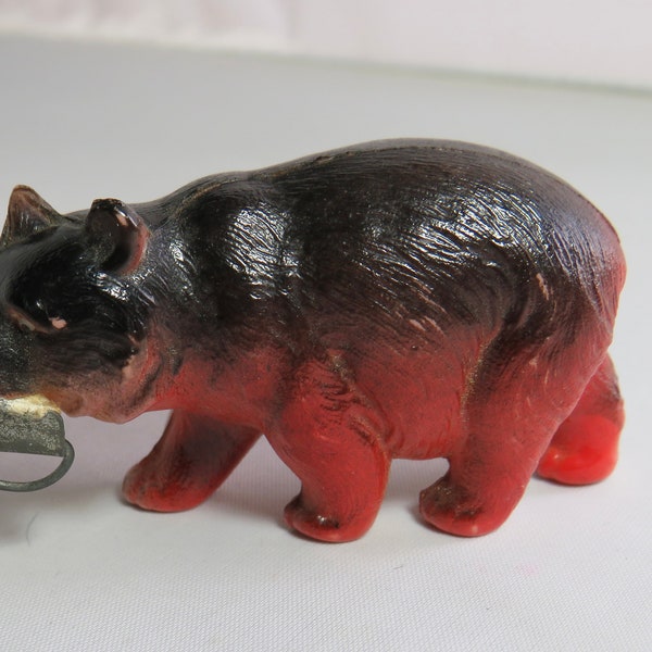 Vintage Figural Japan Celluloid PAINTED BEAR Sewing Tape Measure