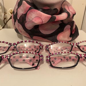 Pink Polka Dot Swarovski & Crystal Blinged Out Readers!