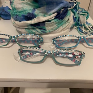 Aqua Polka Dot Swarovski & Crystal Blinged Out-Leser!