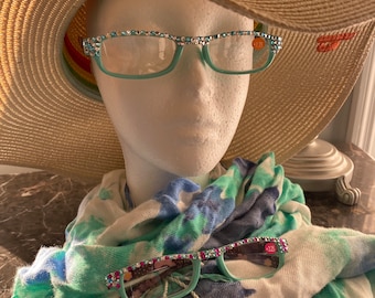Brilliant, Bright and Bedazzled Summer Smaller Rim Aqua Readers!