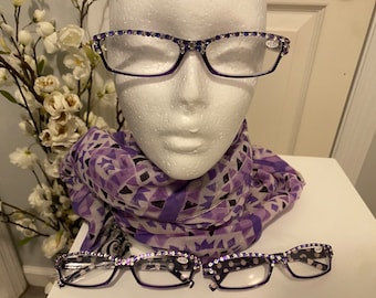 Purple Polka Dot Swarovski & Crystal Blinged Out Readers!