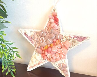 Handmade Woven Star Wall Hanging:  Fiber Art Decor, Baby’s room decor