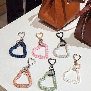 Double heart macrame keychain, purse or backpack charm, zipper pull