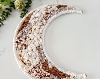 Crescent Moon Weave Hanging: Woven Moon Wall Art, Nursery Decor