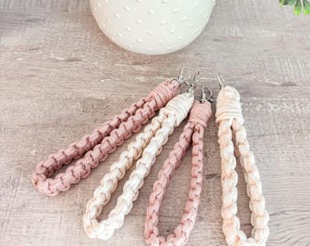 Macrame Wristlet Keychain:  Bag Charm with Lobster Clasp