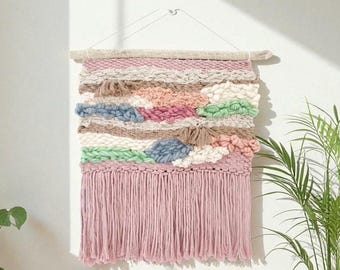 Textured Woven Wall Hanging in Blush