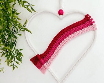 Pinks Macrame Rainbow Heart Gift /Nursery Decor/Childs Room Decor/Macrame Wall Decor/Valentines Day/Baby Gift