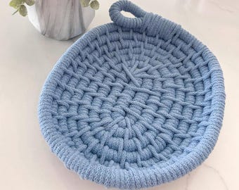 Blue oval coil wrapped  basket