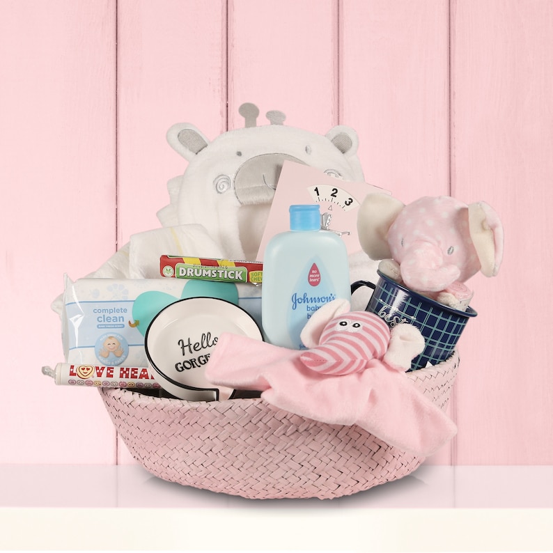 Girl Baby Gift Hamper Pink Baby Basket Full of Treats for Etsy
