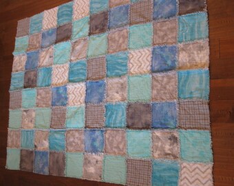 BlueYellowFlowers Gender Neutral Handmade Rag Quilt