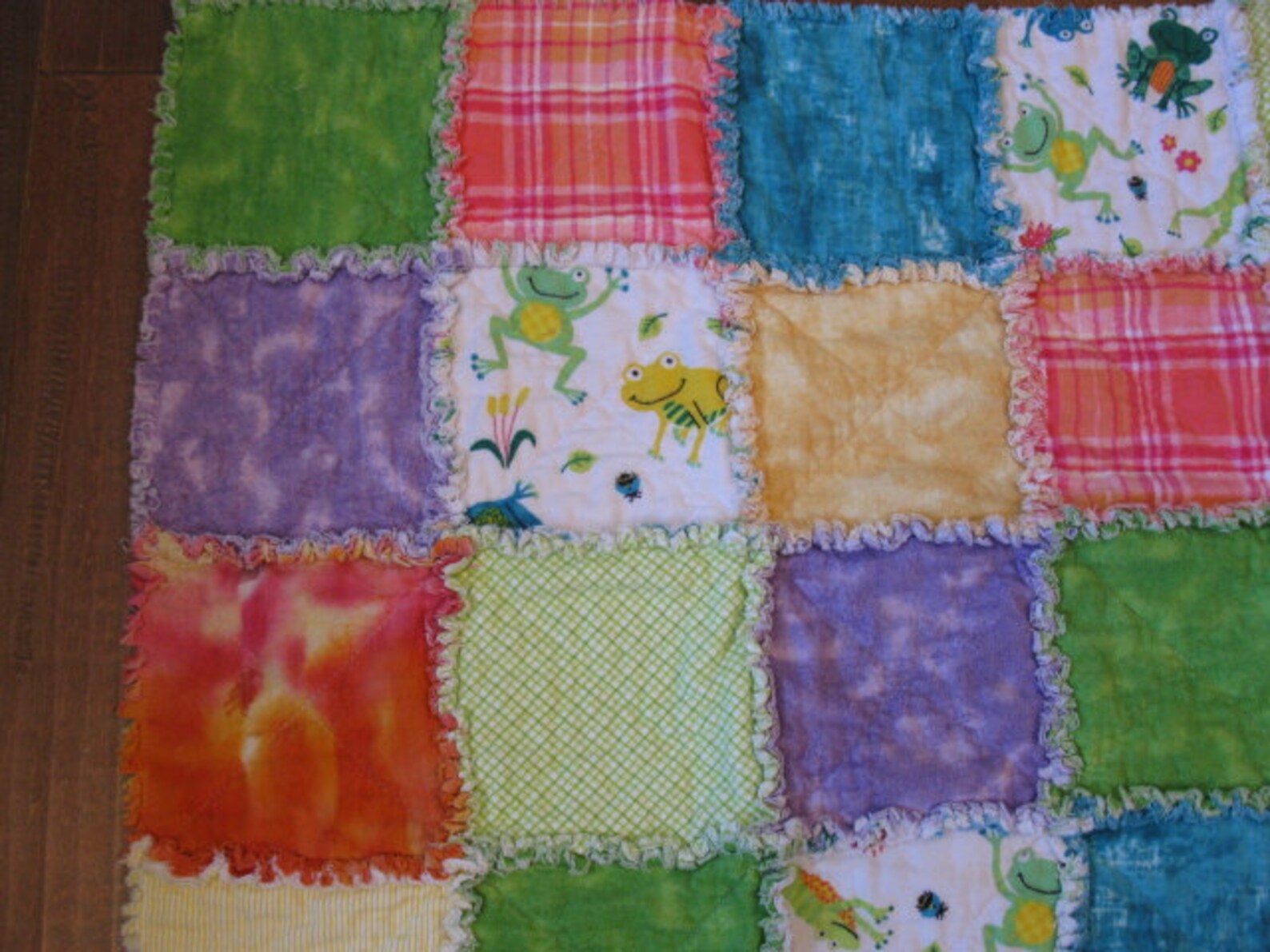 Handmade Rag Quilt Baby Gender Neutral Frogs Etsy