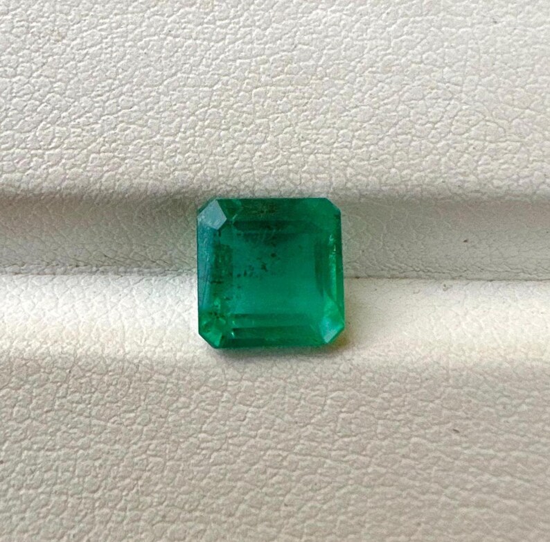 Piedra preciosa suelta de esmeralda zambiana natural de 7 mm, excelente, con corte cuadrado y buen brillo, certificada, para joyería, 1,69 quilates. imagen 5
