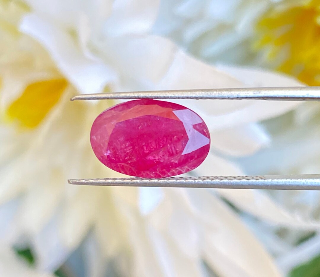 Ruby Cut Amazing Natural Ruby Oval Cut Stone With Good Color Quality , Loose ...