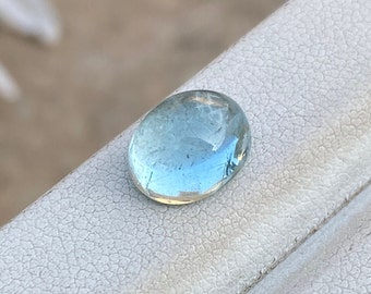 10x8 MM Natural Top Color Aquamarine Oval Shape Cabochons Stone With Good Luster Loose Gemstone For Making Jewelry 2.79 Carat