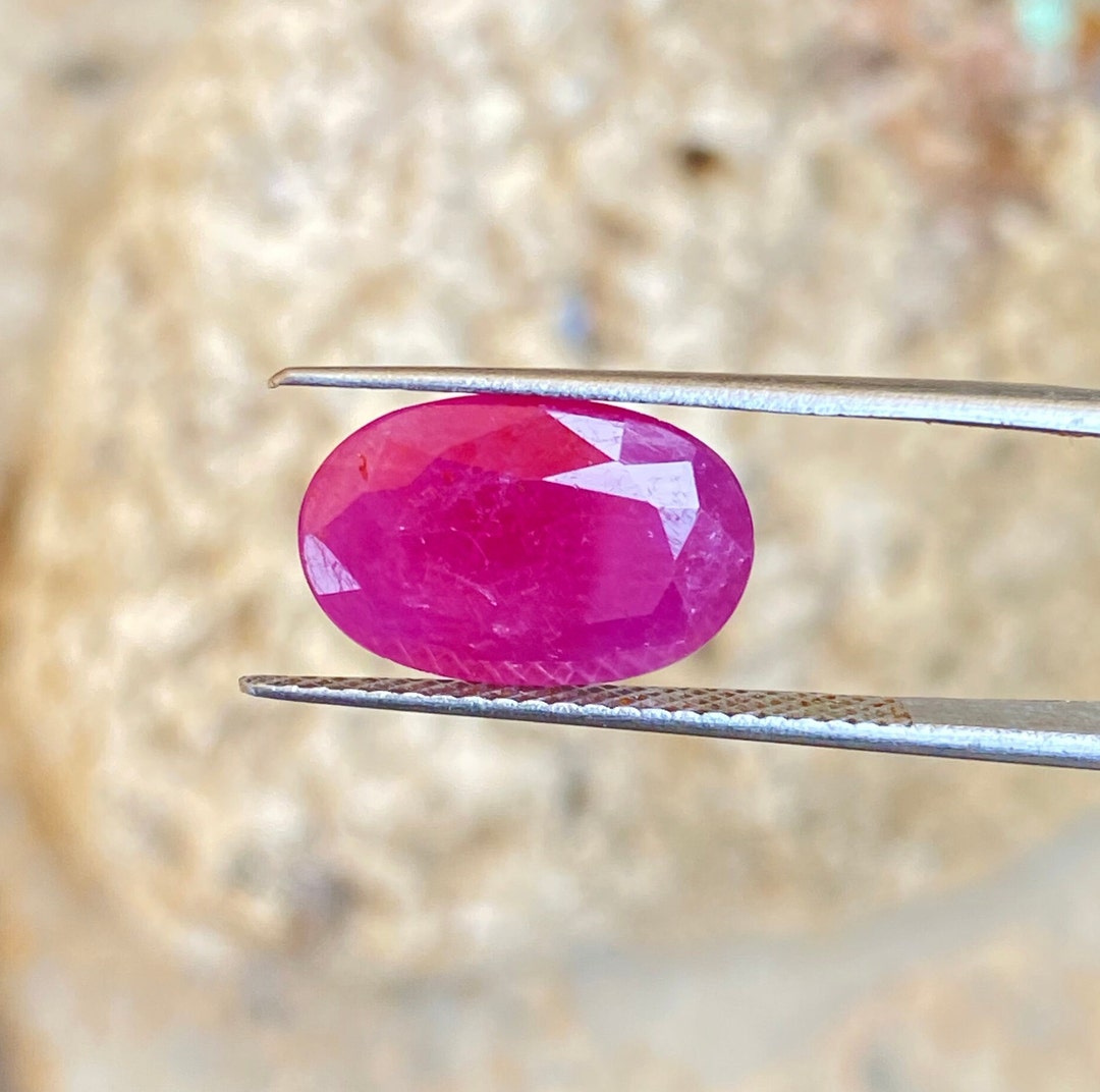 Ruby Cut Amazing Natural Ruby Oval Cut Stone With Good Color Quality , Loose ...