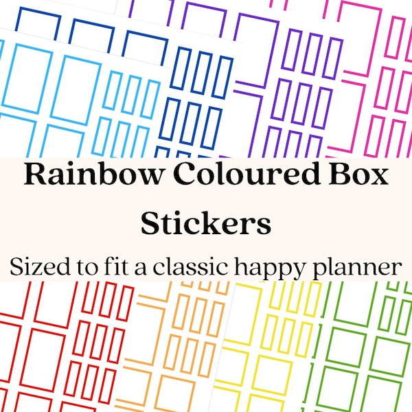 Basic Colour Planner Box Stickers, Classic Happy Planner Size, Printable, Instant Download, PDF + SVG Files, Classic Happy Planner Box Size