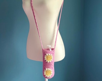 Porte-bouteille au crochet / Porte-bouteille fleuri / Poche pour hydroflaque / Sac à bandoulière pour bouteille de randonnée / Porte-bidon