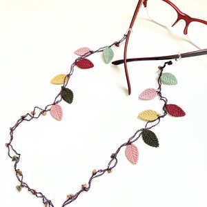 Brillenkette / Herbstkollektion / Brillenkette / Brillenkette mit Blumen / Gehäkelte Brillenkette / Brillenhalter