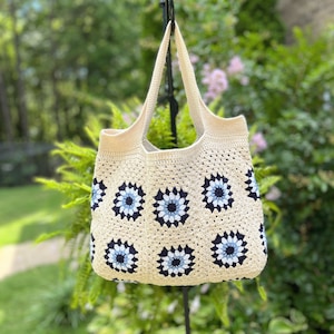 Crochet Evil Eye Bag / Granny Square Bag / Crochet Festival Bag / Handmade Shoulder Bag / Knitted Bags for Women / Crochet Tote Bag