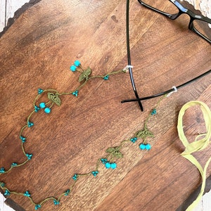 Turquoise Eyeglass Chain / Glasses Lanyard /  Crocheted Eyewear Chain / Eyeglasses Necklace / Eye Glass Strap / Eyeglass Holder for Her