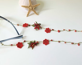 Lightweight Eyeglasses Chain / Crochet Glasses Cord / Eyeglass Lanyard / Reading Glasses Lanyard / Necklace for Eyeglasses / Gift for Mom