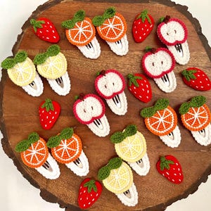 Fruit Hair Clips / Fruit Barrets / Kawaii Hair Clips / Lemon Orange Apple Hair Clips / Strawberry Hair Clip / Barrettes for Fine Hair