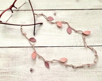 Lenzenvloeistofketting / brilketting / zonnebrilketting / brillenketting / gehaakte lenzenvloeistofketting / brilhouder / brilkoord