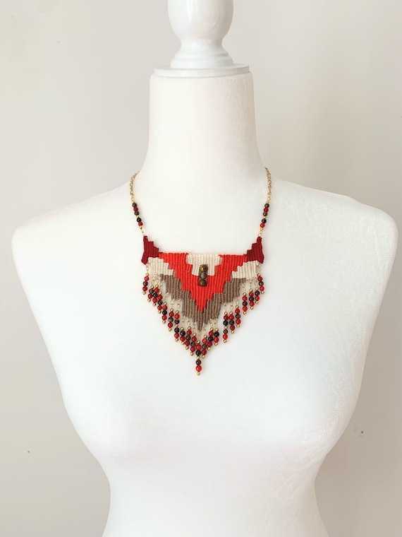 Custom Woven Necklace / Tapestry Necklace Pendant / Fiber Art Jewelry / Personalized Handwoven Necklace / Weaving Statement Necklace