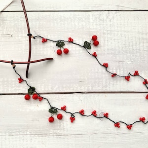 Red Cherries Eyeglass Chain / Crochet Eyeglasses Lanyard Chain / Eyeglasses Holder Strand Necklace