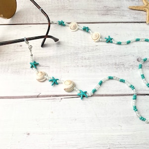 Marine Sunglasses Chain / Beaded Eyeglass Chain / Glasses Lanyard / Eyeglass Cord with seashells-starfish