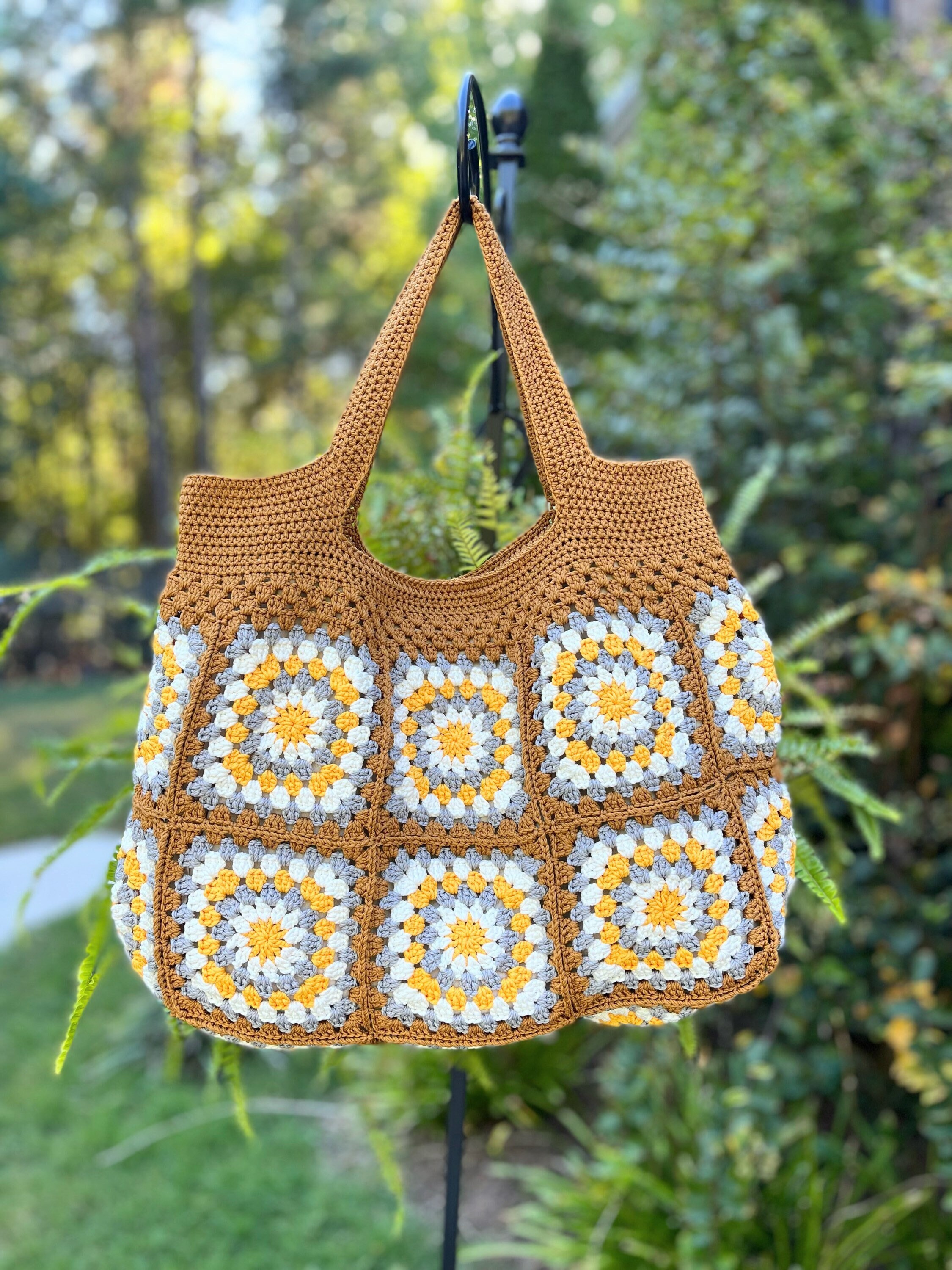 Cozy fall crochet crossbody bag