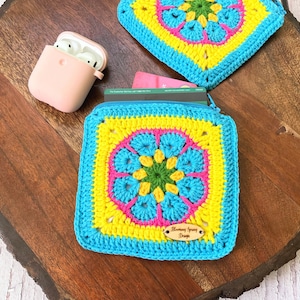 Porte-monnaie carré grand-mère / Pochette à fermeture éclair pour carte / Pochettes cadeaux pour bijoux / Pochettes pour cartes-cadeaux / Porte-monnaie avec fermeture éclair / Pochette à fleurs africaines