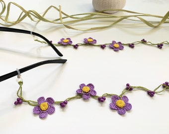 Sujeta gafas de ganchillo / Cadena para gafas / Correa para gafas / Cadena para gafas para mujer / Cordón para gafas / Cadena para gafas de lectura